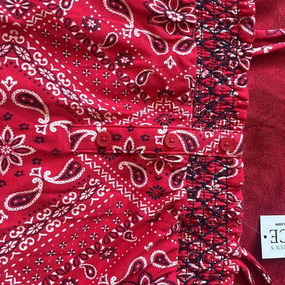 Girls’ soft summer dress for a play date or a pool. Red with white & blue prints - Picture 7 of 7